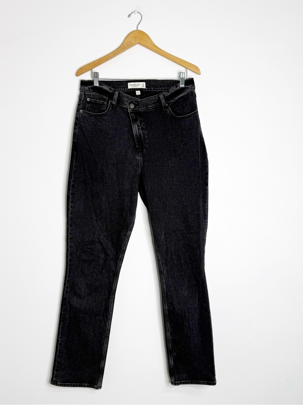 Abercrombie & Fitch 90s Slim Straight Curve Love Jeans Size 12 Long Black